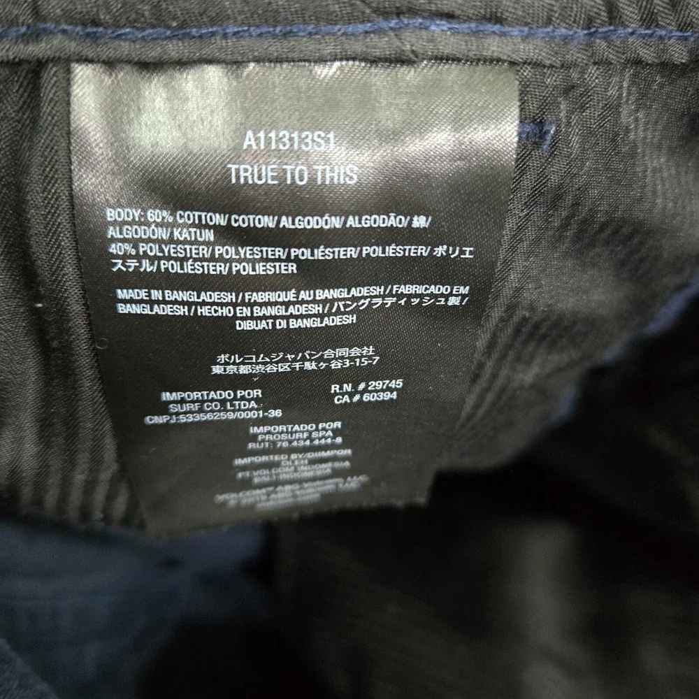 Volcom Men Pants 32 Blue Chino Straight Pockets Mid Rise Polyester‎ 30 in Inseam
